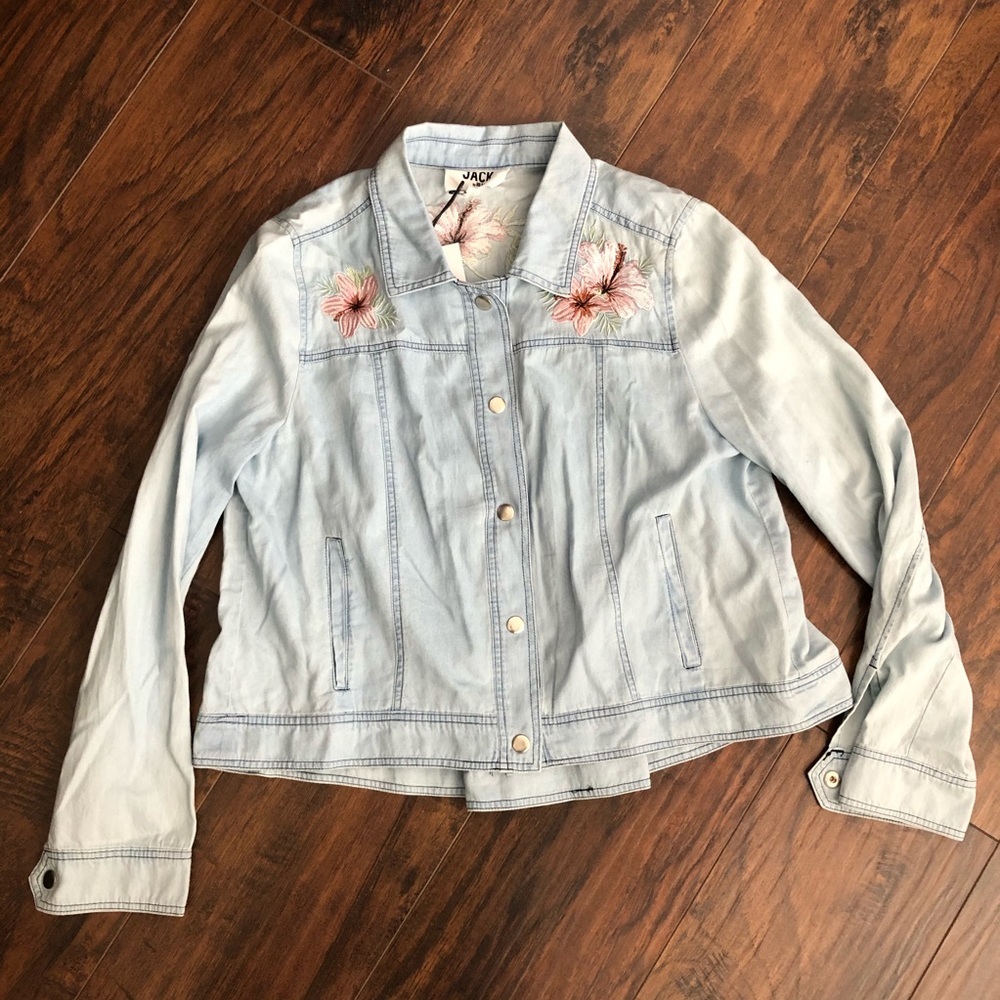 Jack by BB Dakota Embroidered Chambray Jacket Womens S
